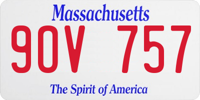 MA license plate 9OV757
