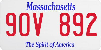 MA license plate 9OV892