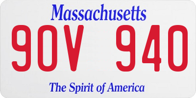 MA license plate 9OV940