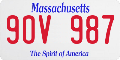 MA license plate 9OV987