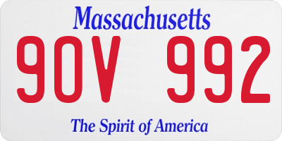 MA license plate 9OV992