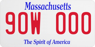 MA license plate 9OW000