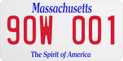 MA license plate 9OW001