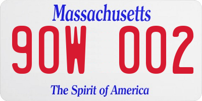 MA license plate 9OW002