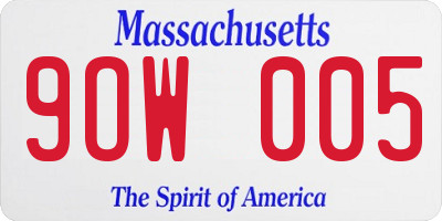 MA license plate 9OW005