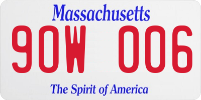 MA license plate 9OW006