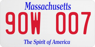 MA license plate 9OW007