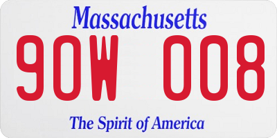 MA license plate 9OW008