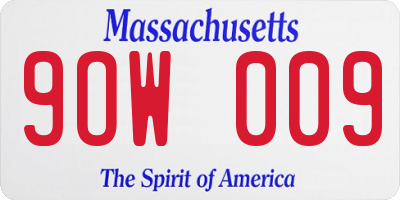 MA license plate 9OW009