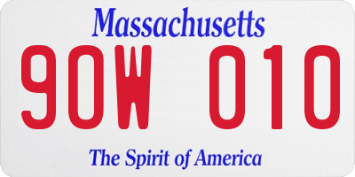 MA license plate 9OW010
