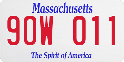 MA license plate 9OW011
