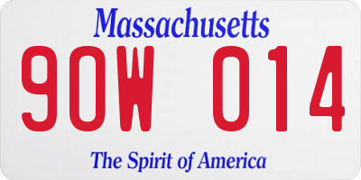 MA license plate 9OW014
