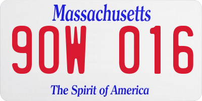 MA license plate 9OW016