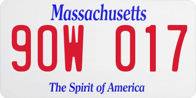 MA license plate 9OW017