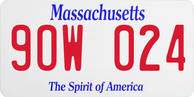 MA license plate 9OW024