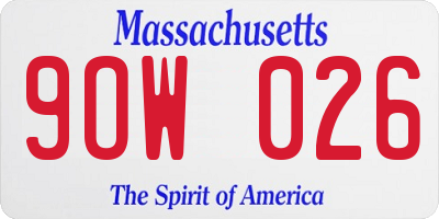 MA license plate 9OW026