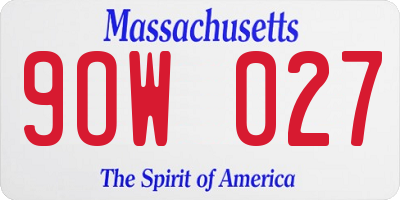 MA license plate 9OW027