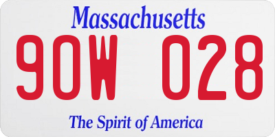 MA license plate 9OW028