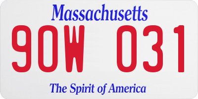 MA license plate 9OW031