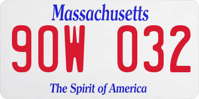 MA license plate 9OW032