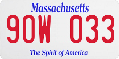 MA license plate 9OW033