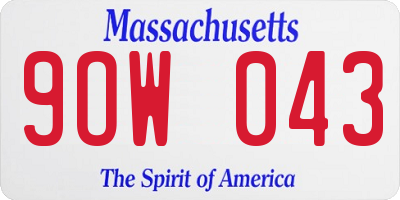 MA license plate 9OW043