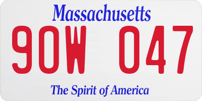 MA license plate 9OW047