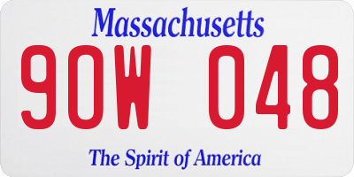 MA license plate 9OW048