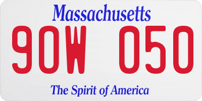MA license plate 9OW050