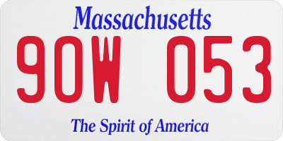 MA license plate 9OW053