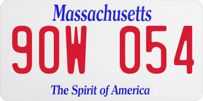 MA license plate 9OW054