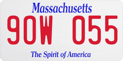 MA license plate 9OW055