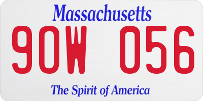MA license plate 9OW056