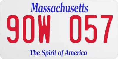 MA license plate 9OW057