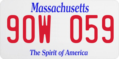 MA license plate 9OW059