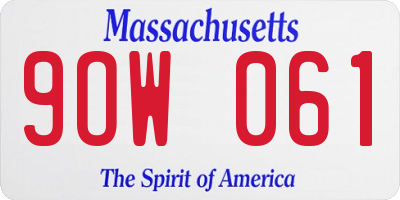 MA license plate 9OW061