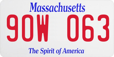 MA license plate 9OW063