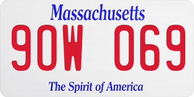 MA license plate 9OW069