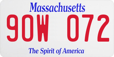 MA license plate 9OW072