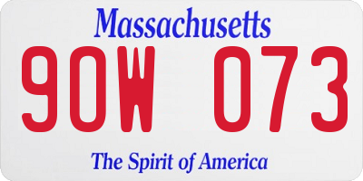 MA license plate 9OW073