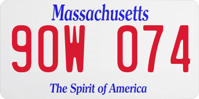 MA license plate 9OW074