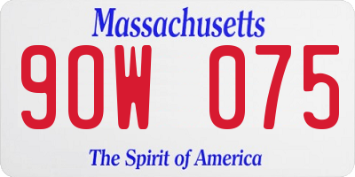 MA license plate 9OW075