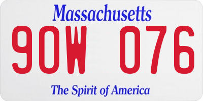 MA license plate 9OW076