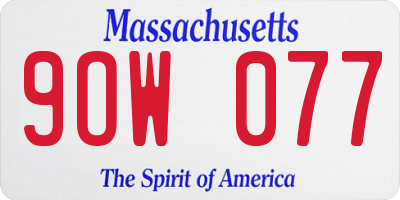 MA license plate 9OW077