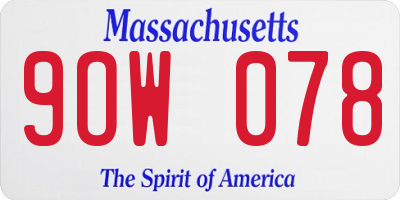 MA license plate 9OW078