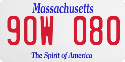 MA license plate 9OW080