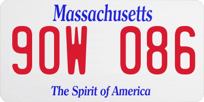 MA license plate 9OW086