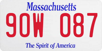 MA license plate 9OW087