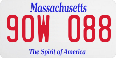 MA license plate 9OW088