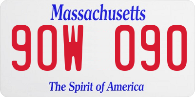 MA license plate 9OW090